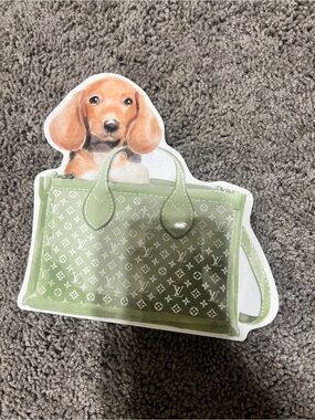 Louis Vuitton Green Monogram Handbag Sticker with Puppy Motif
